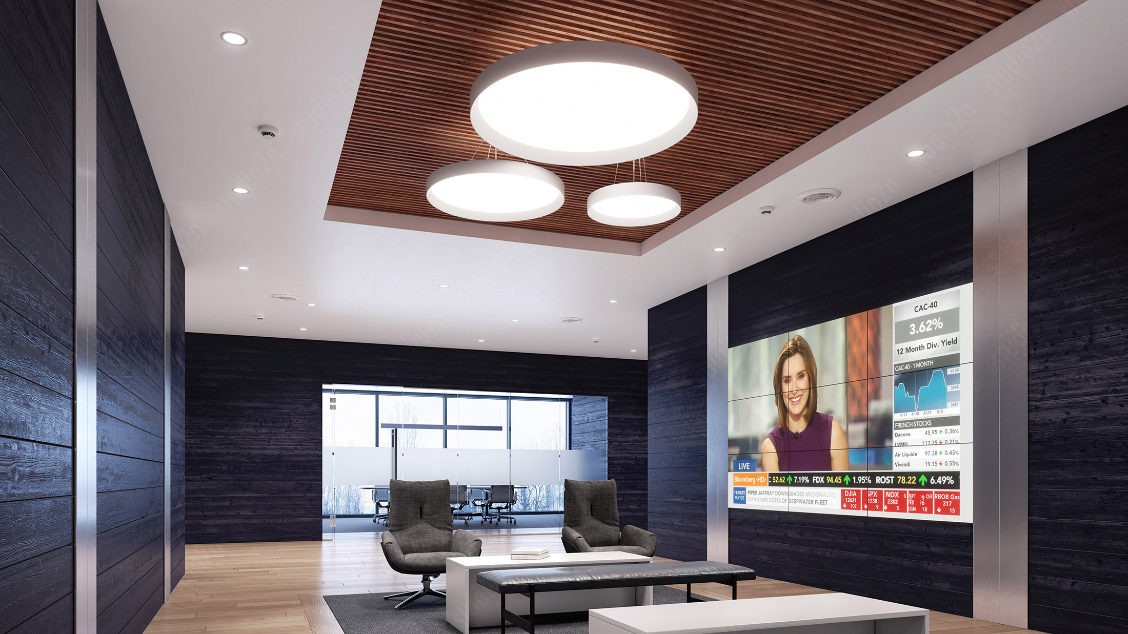 3d interior rendering office lobby