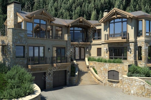 3d rendering exterior Aspen residence Colorado
