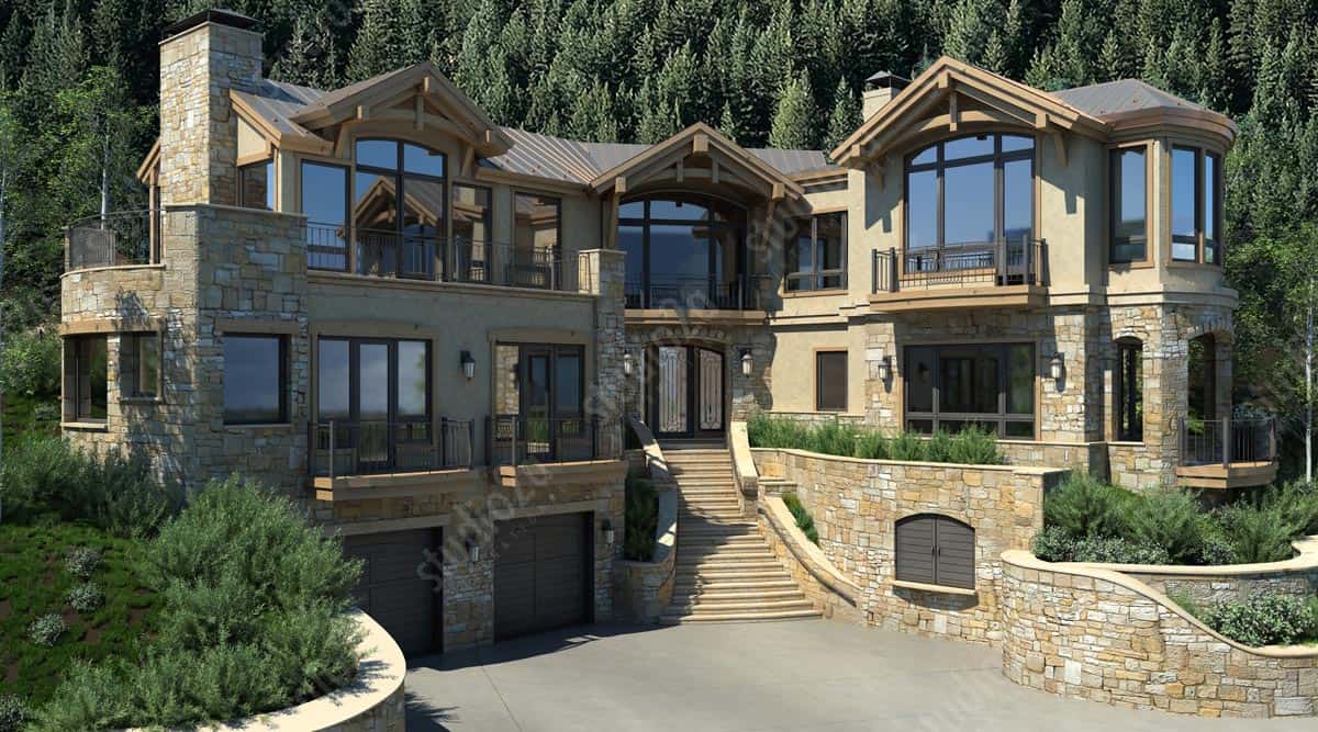 3d rendering exterior Aspen residence Colorado