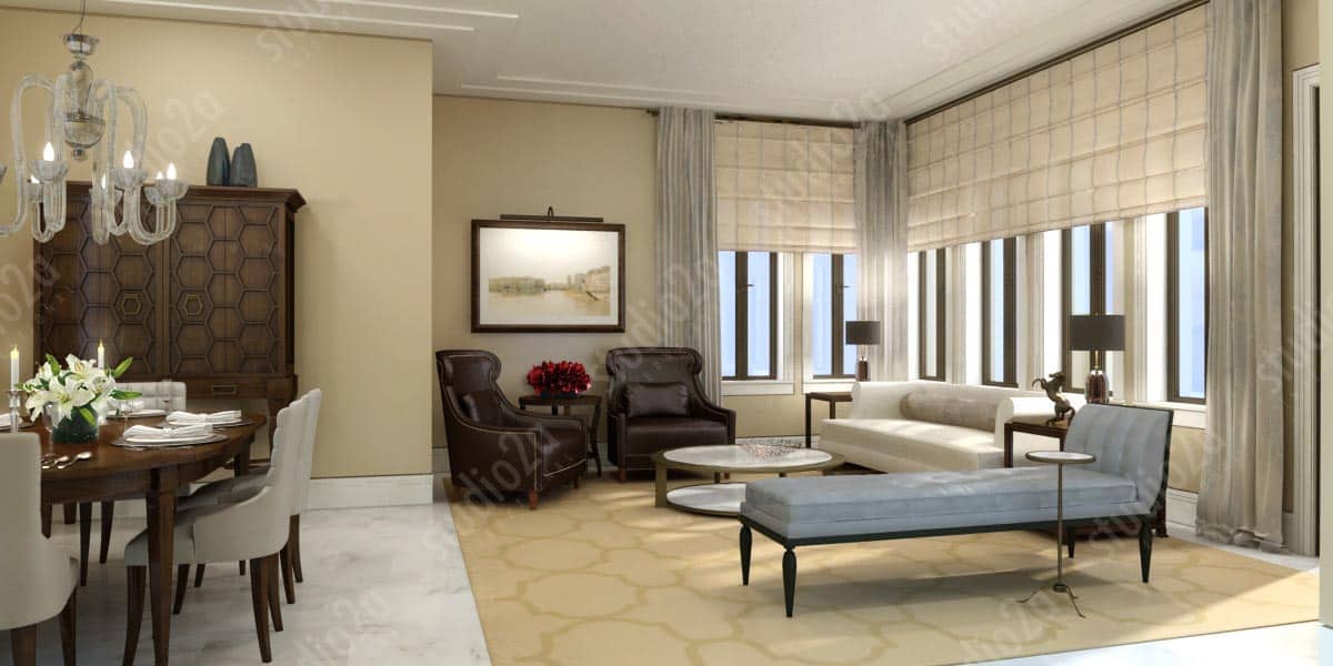 3d rendering interior design condo chicago