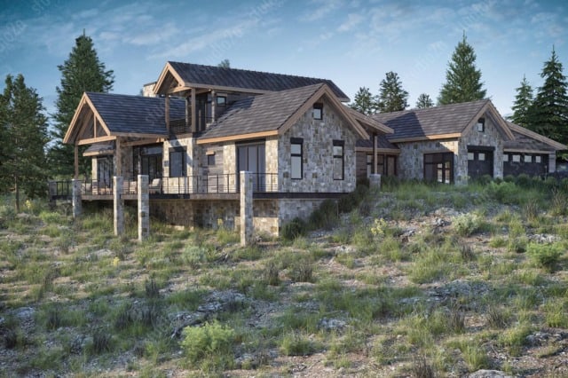 3D rendering exterior Colorado single family residence