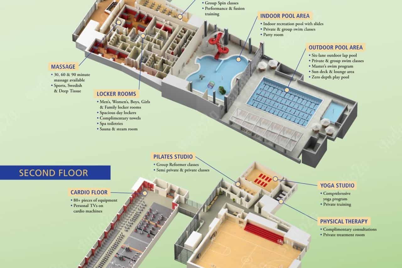 3d floor plan infographic illustration gym