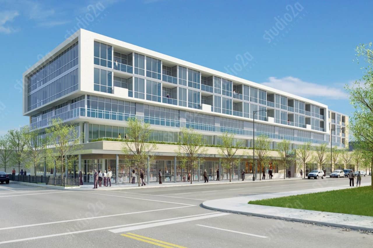 3D exterior architectural rendering west side chicago condo development