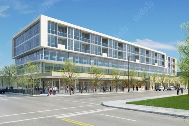 3D exterior architectural rendering west side chicago condo development