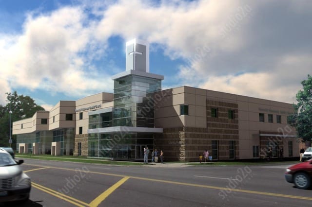 3d Architectural rendering exterior church kansas city mo