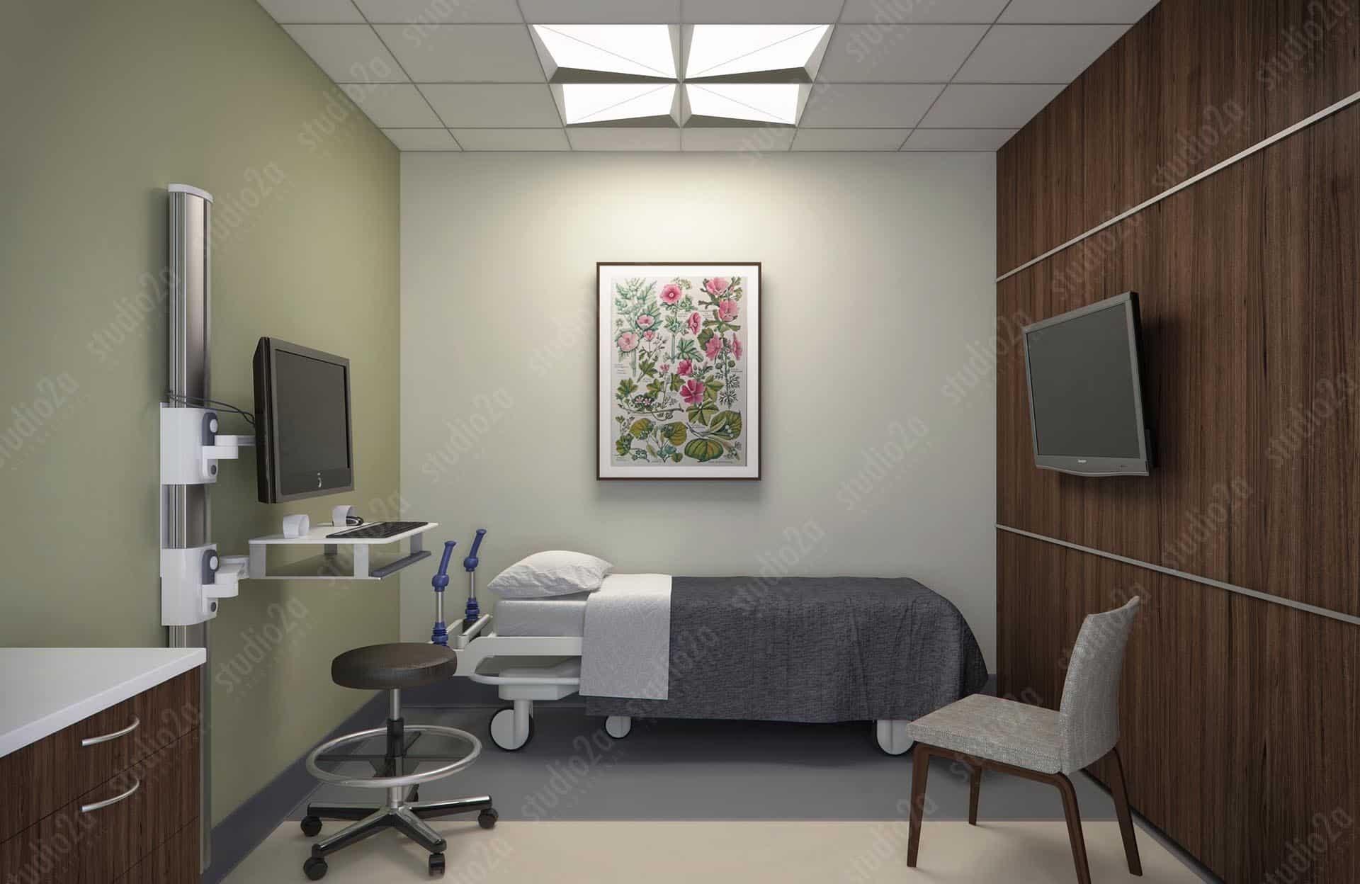 3d rendering interior healthcare focal point lighting fixture