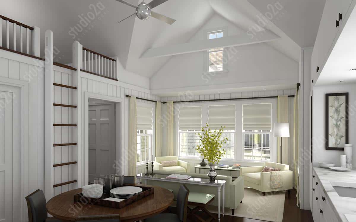 3d architectural rendering interior Nantucket residence