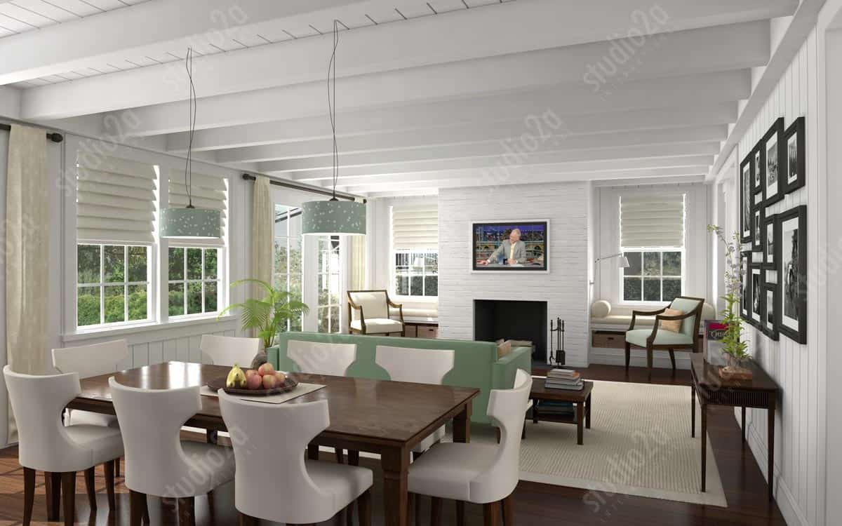3d architectural rendering interior Nantucket residence