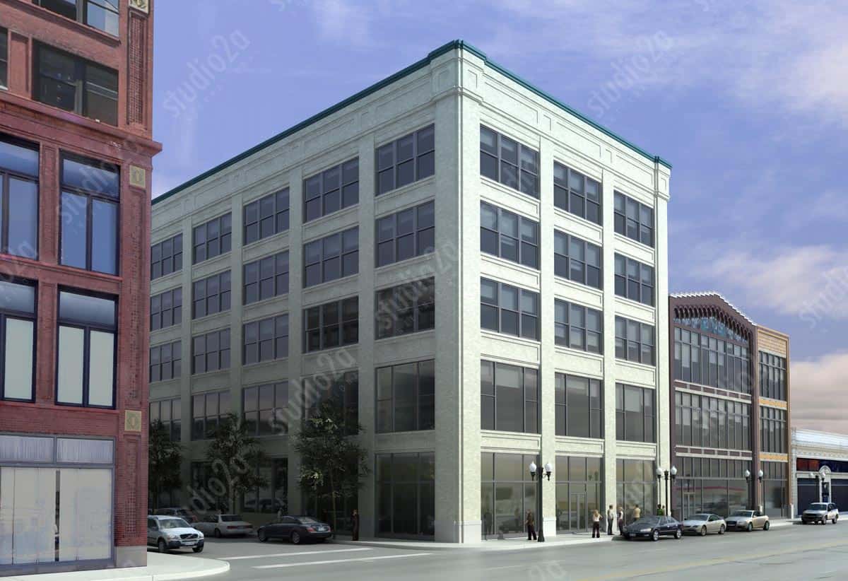 3d exterior rendering Motor Row Chicago