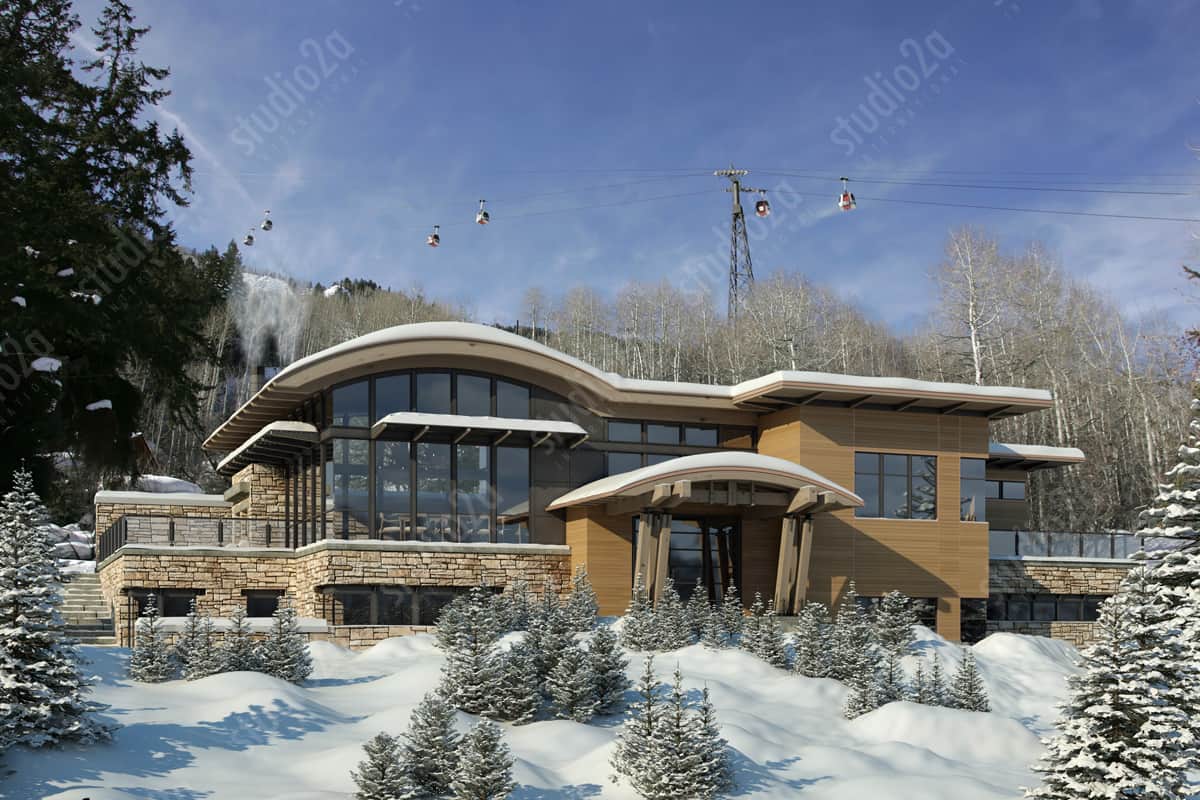 3d rendering Aspen Residence Exterior Winter