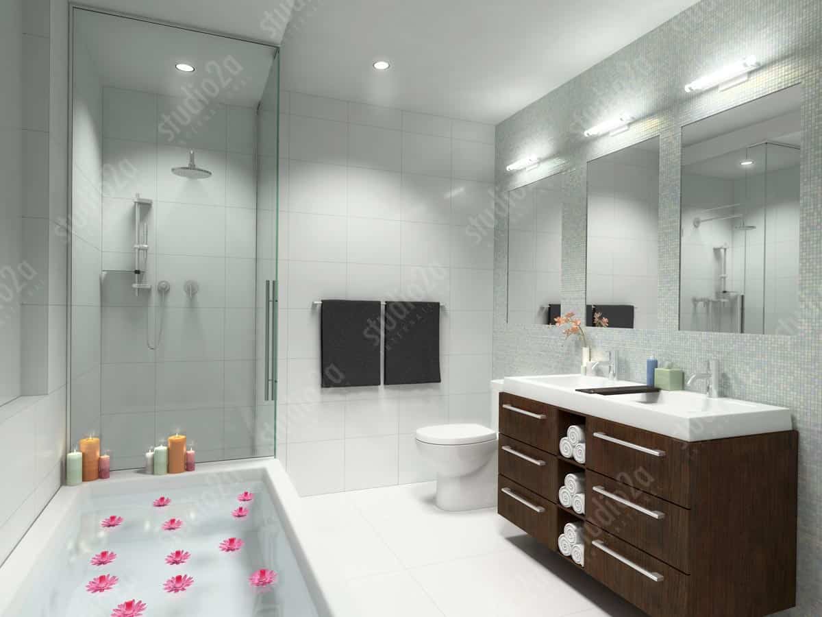 3d interior rendering bathroom condo Brooklyn NY
