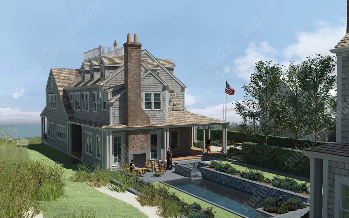 Exterior 3d renderings custom house nantucket