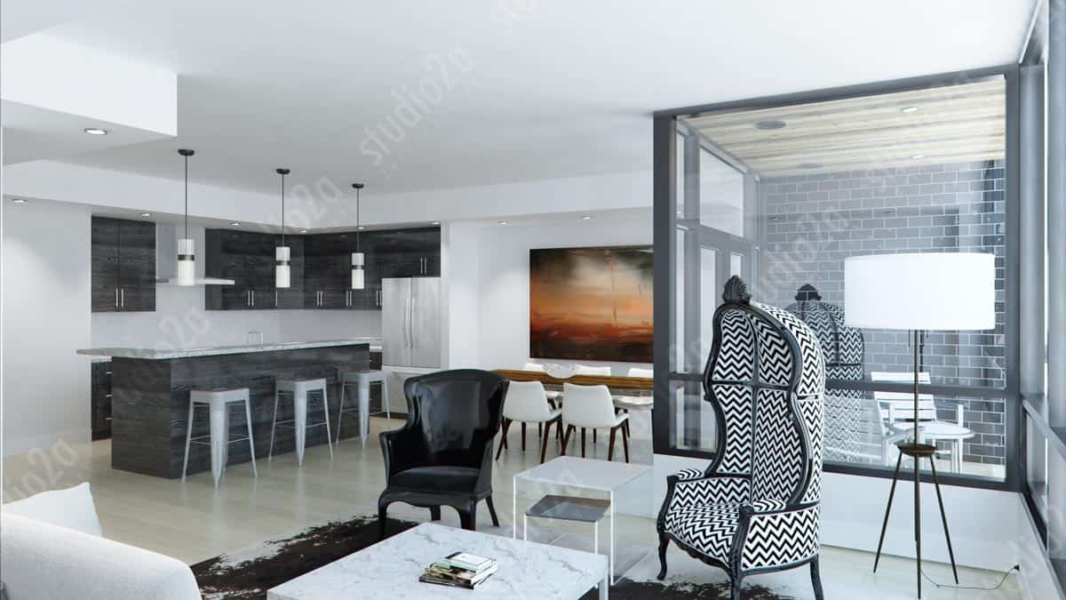 3d interior rendering Chicago condo