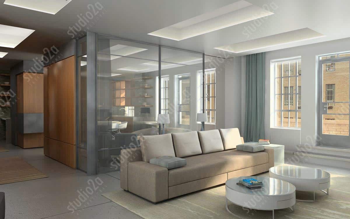 3d rendering penthouse interior NYC