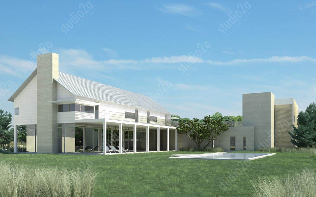 3d rendering beach house exterior hamptons NY 2