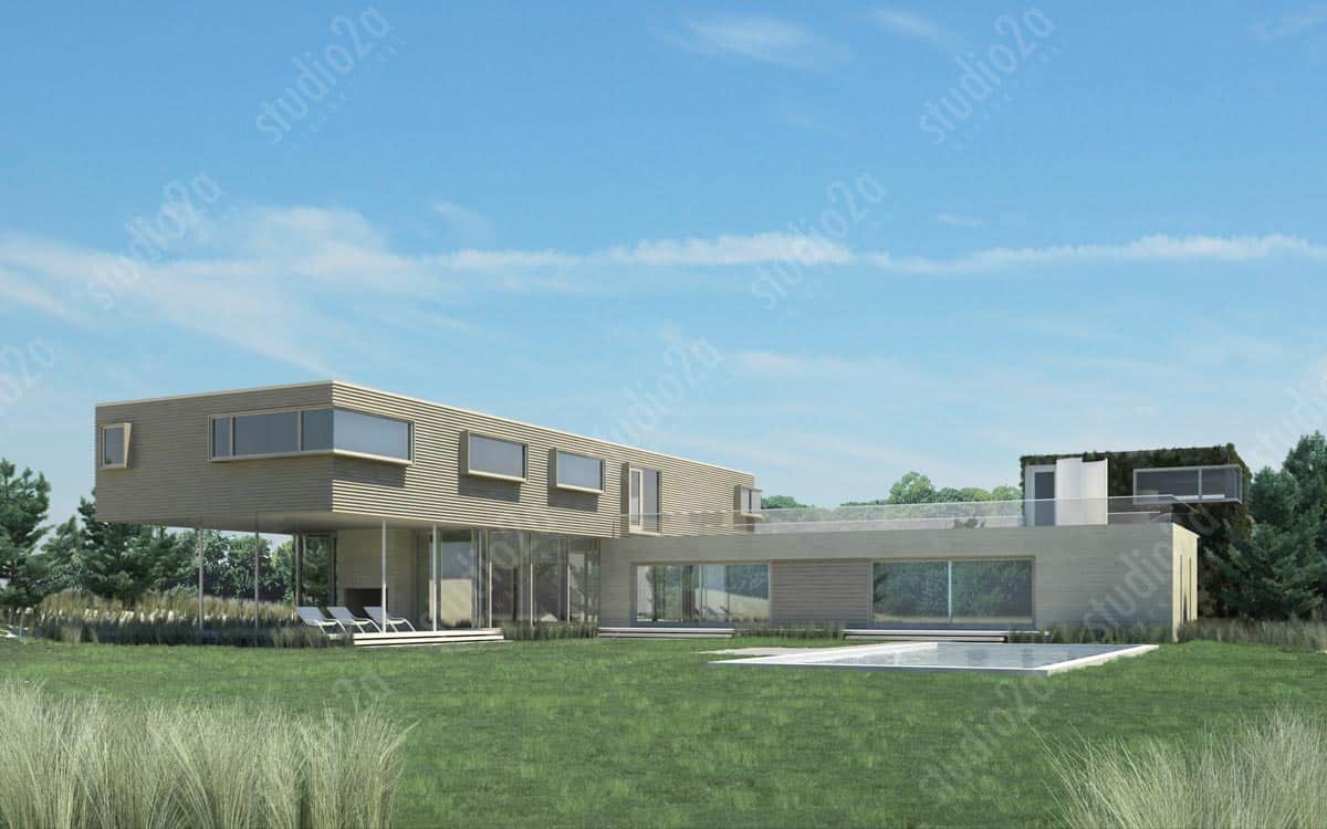 3d rendering beach house exteiror hamptons NY 5