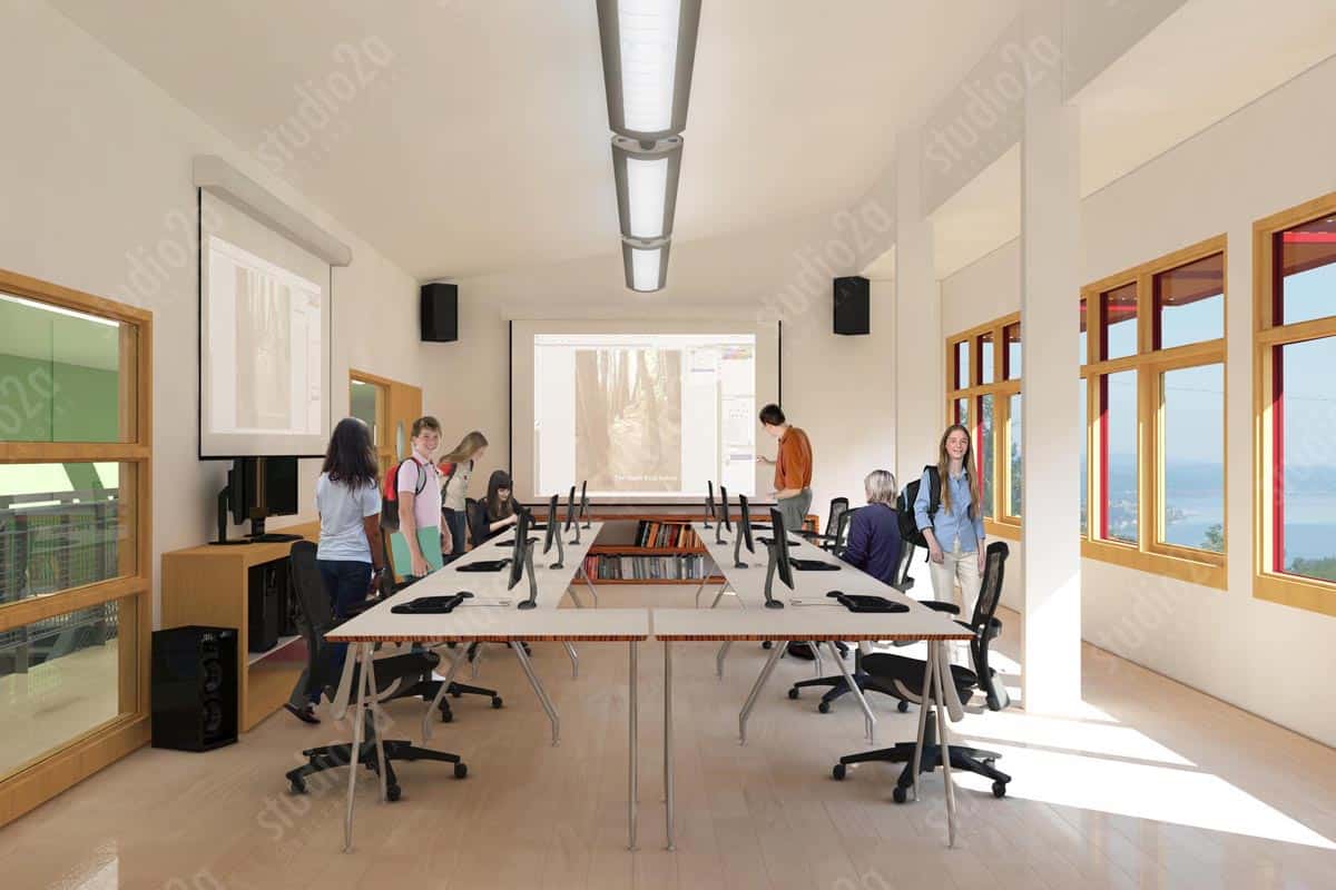 3d architectural rendering interior school storm king ny