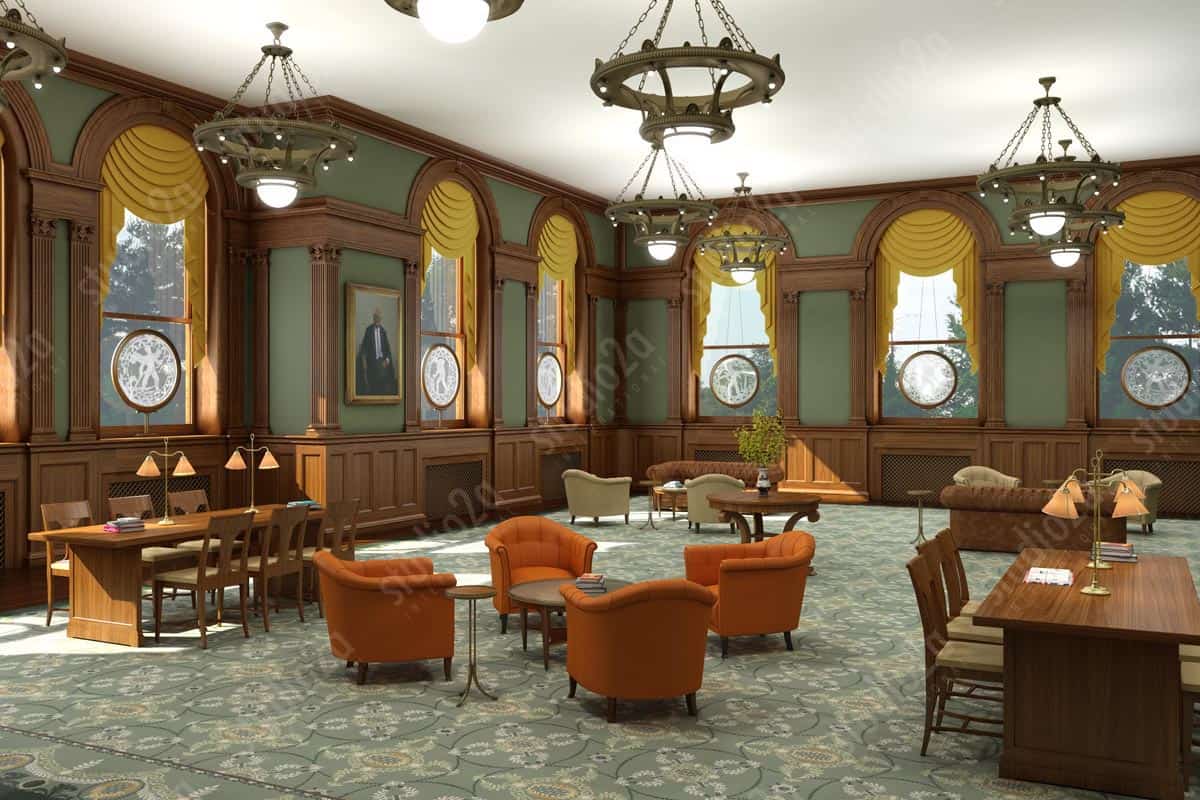 3d interior rendering WFP Hall Iowa