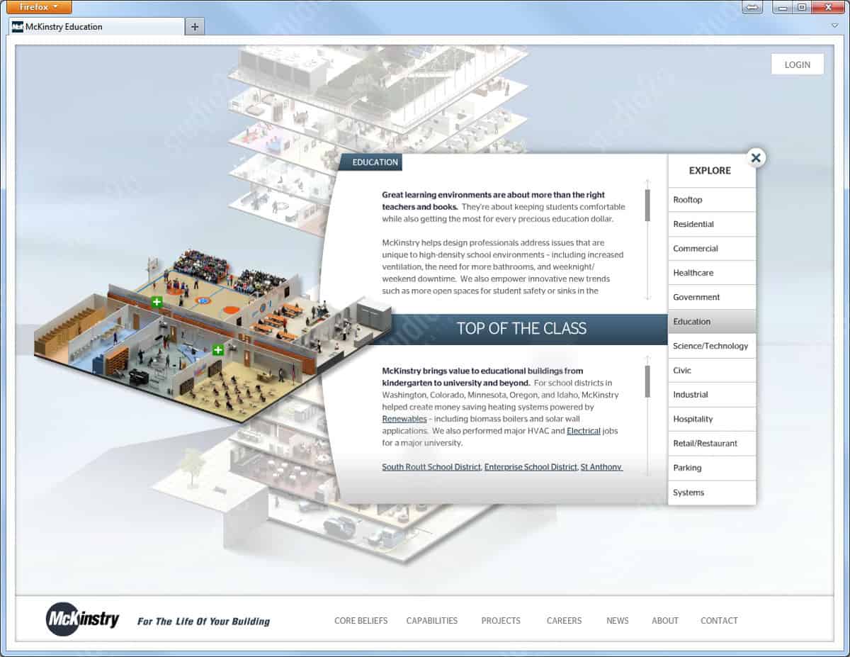 3d interactive animation website rendering mckinstry