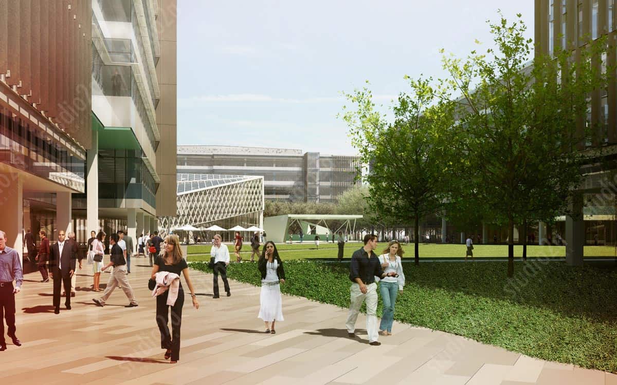 3d architectural rendering exterior yahoo campus