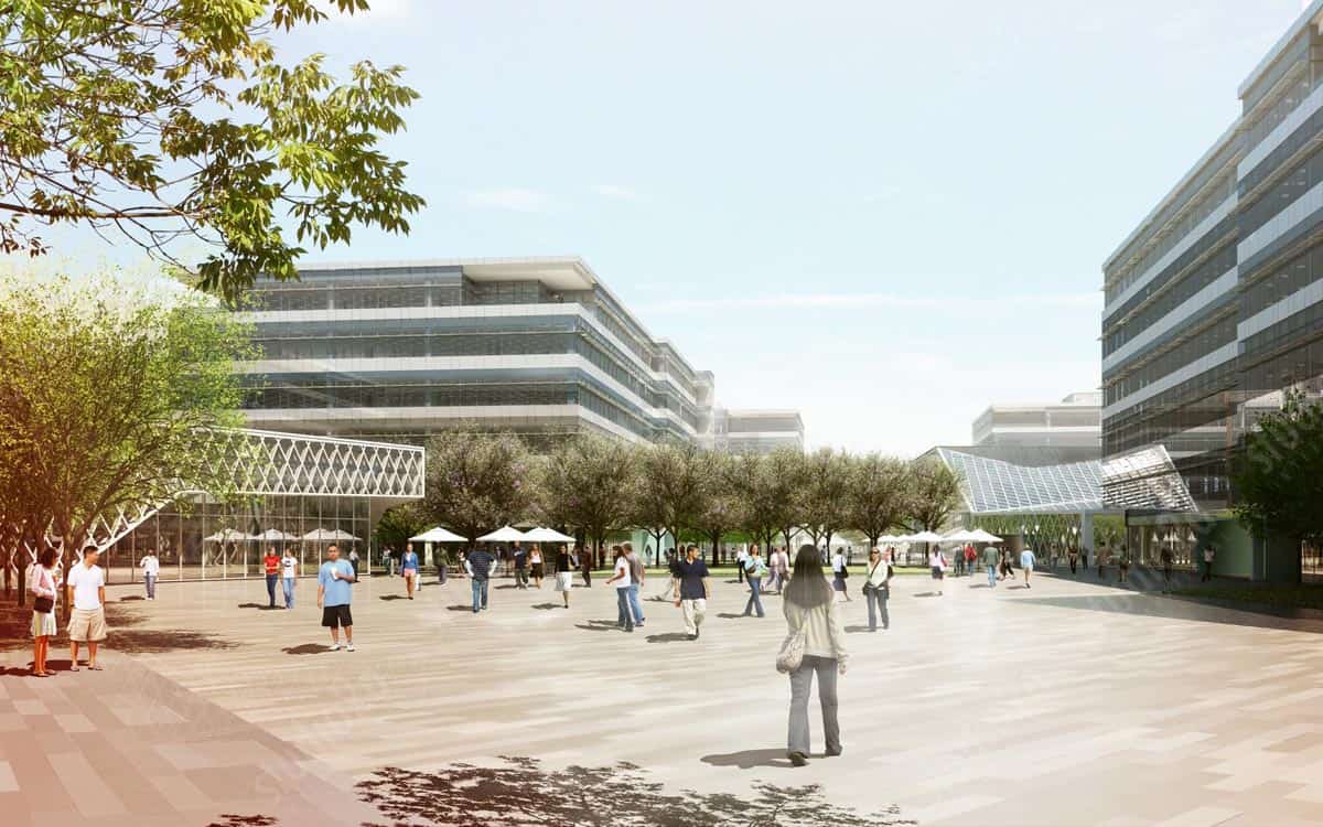 3d architectural rendering exterior yahoo campus