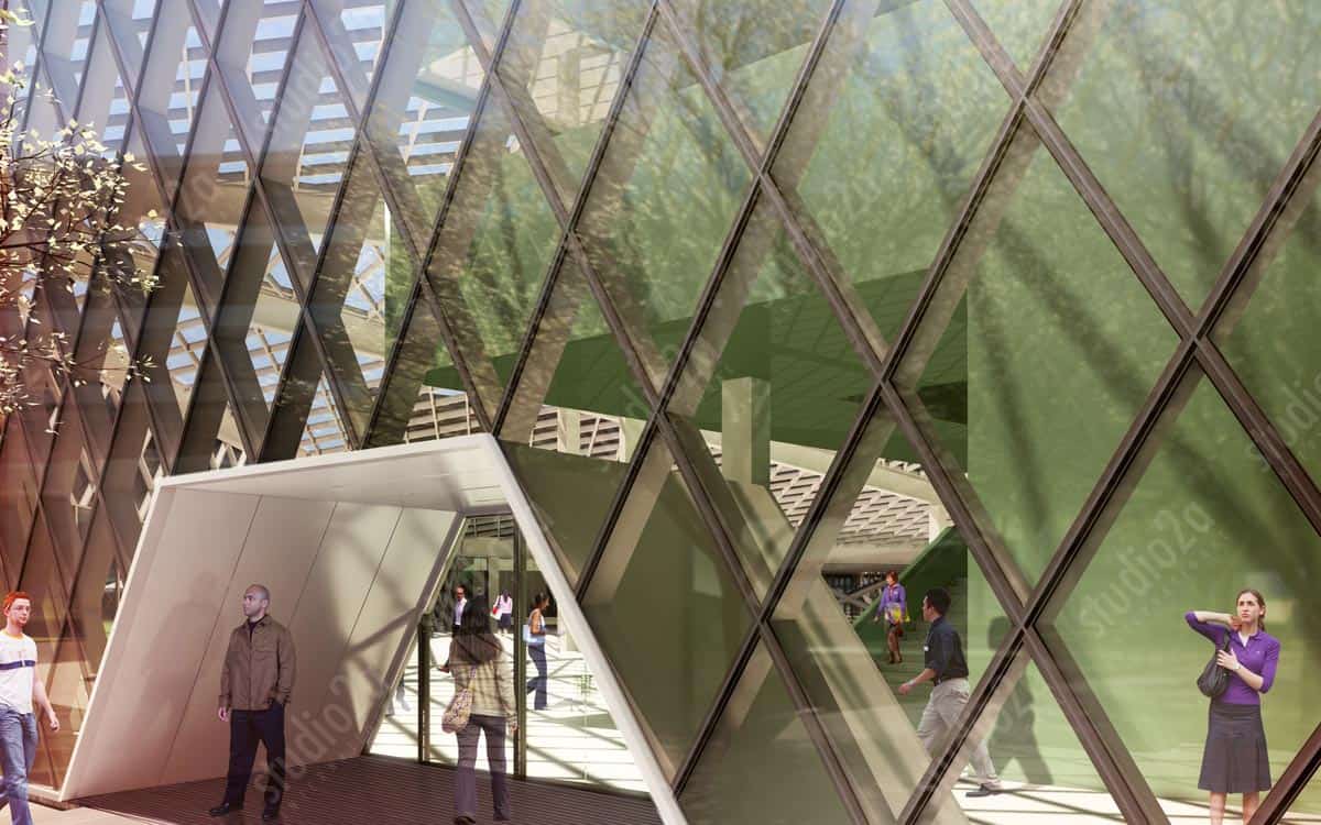 3d architectural rendering exterior yahoo campus